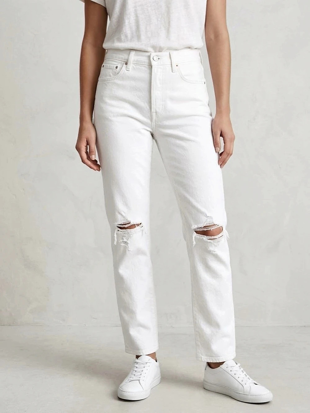 The Dean Easy Straight Crop Jean White Straight Leg Jeans Waist 27